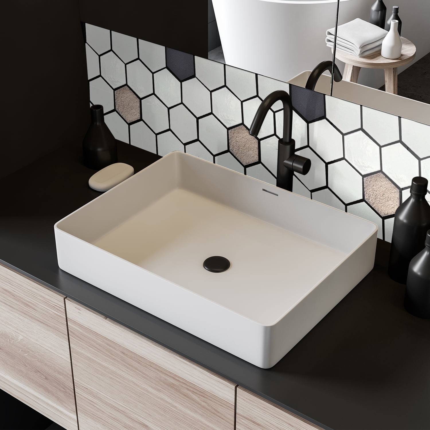 Lugo 12.1" x 10.43" Lava Stone Mosaic Floor and Wall Tile in White (Pack of 9)