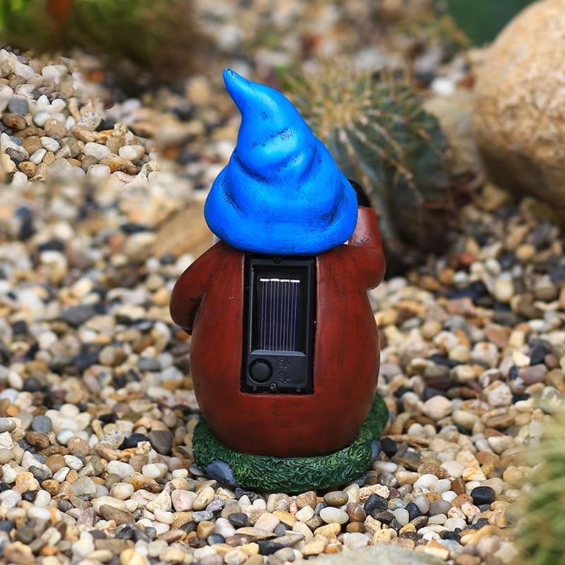 Garden Gnome Statue Holding Telescope Solar Powered Lights Outdoor Figurine Sculpture Lamp Resin Yard Ornaments for Patio Lawn Decoration