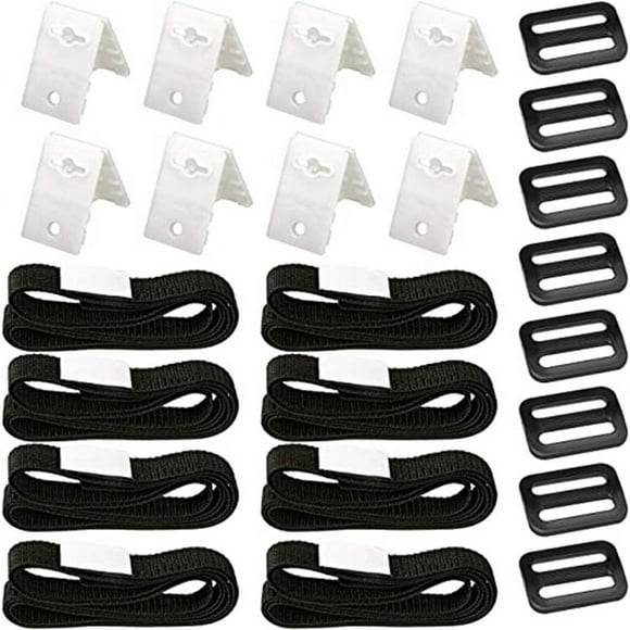 Swimming Pool Solar Cover Fixing Kit, Universal Inground Swimming Pool Solar Cover Strap Kit Including 8 Nylon Straps, 8 Cord Plates, 8 Buckles