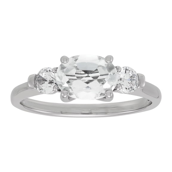Brilliance Fine Jewelry Oval White Topaz and White Cubic Zirconia Ring in Sterling Silver