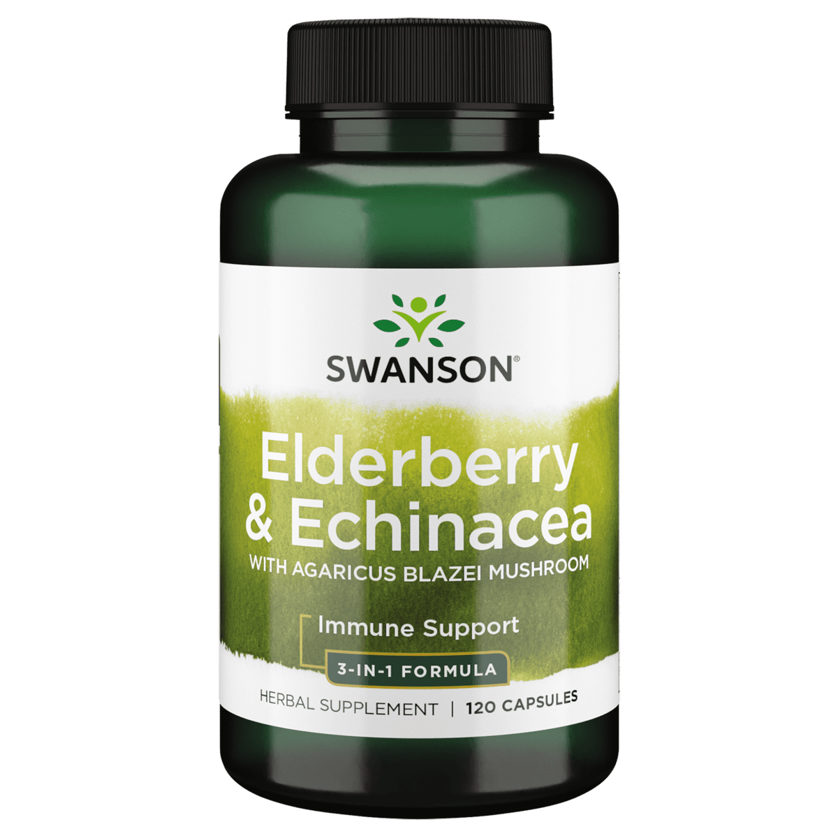 Swanson Sambucus Elderberry/Agaricus/Echinacea Immune Support Capsules, 120 Count