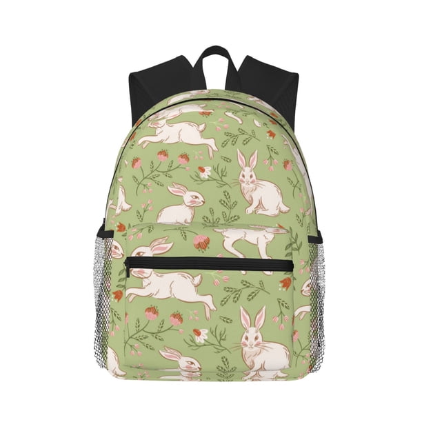Easygdp Cute Rabbit And Flower Mochila Casual para Portátil, Mochila para Escuela, Viajes, Negocios