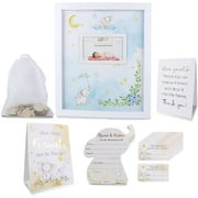 Kate Aspen Elephant Baby Shower Guest Book Alternative with 30 Wooden Pieces & Advice Card with Tent Card, Decor Gifts for Baby Shower, Baby Event - Blue