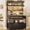 Black, variant on 35.4 inch Bakers Rack with Storage, Power Outlet and LED Lights, Coffee Bar Cabinet, Microwave Stand Kitchen Cabinet