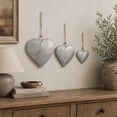 thumbnail image 2 of DecMode Tibetan Inspired Silver Metal Heart Decorative Bells with Jute Hanging Rope, 3 Count, 2 of 6