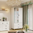 thumbnail image 5 of Idealcabin Freestanding Wardrobe Armoire With Drawers, Bedroom Wardrobe Closet for Hanging Clothes, Wood Cabinet with Shelves, 5 of 9