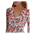 thumbnail image 3 of LAUREN RALPH LAUREN Womens White Stretch Fitted Floral 3/4 Sleeve Surplice Neckline Top XS, 3 of 4