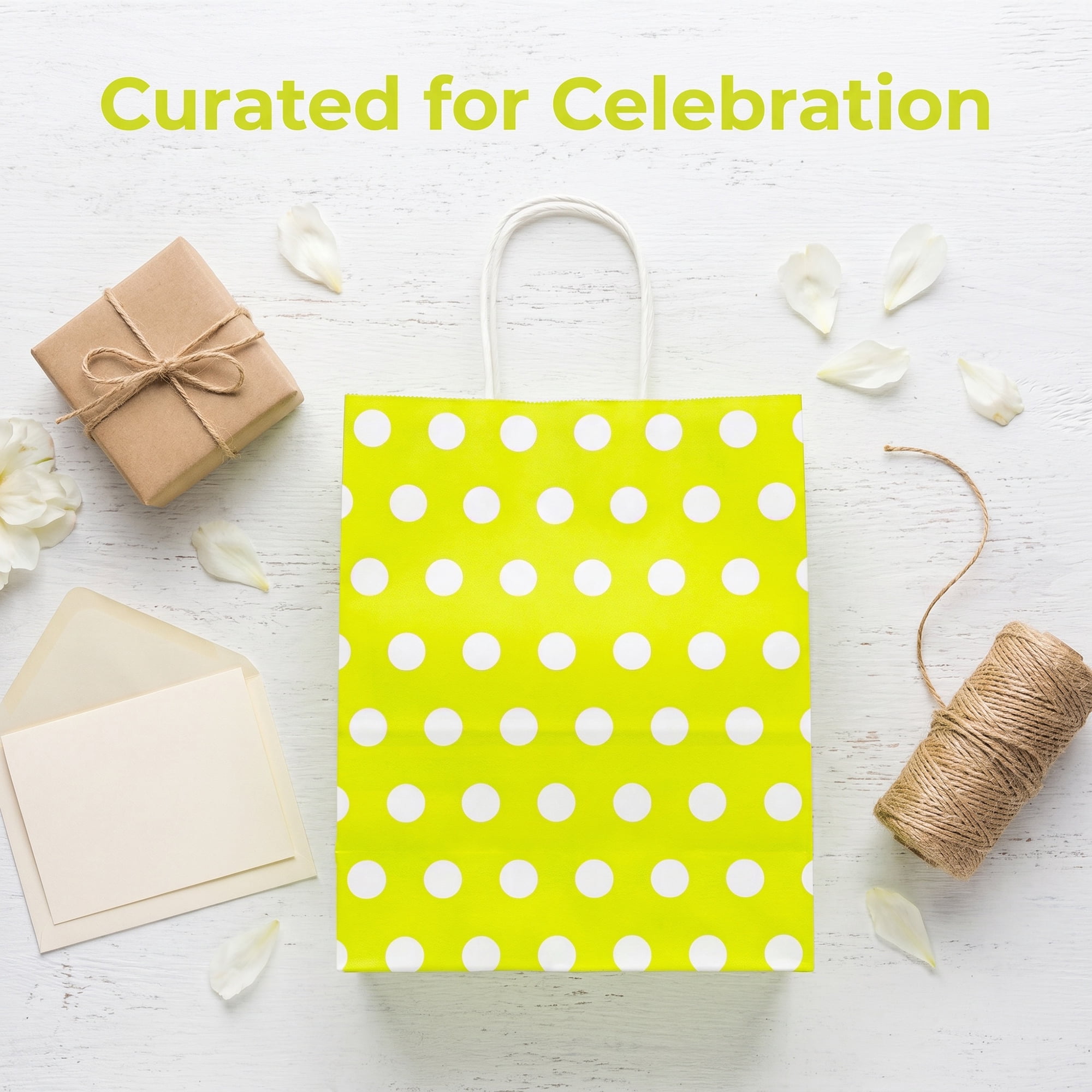 Unique Bargains 6Pcs Polka-dot Paper Gift Bag with Handles Green 8.7" x 4.3" x 10.6"