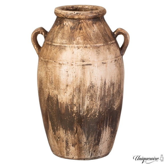 23-Inch Brown Antique-Inspired Fiberglass Tall Floor Vase - Farmhouse Boho Decor for Living Rooms, Entryway Tables, and Wedding Tables - The Perfect Table Centerpiece for Parties, and Special Events
