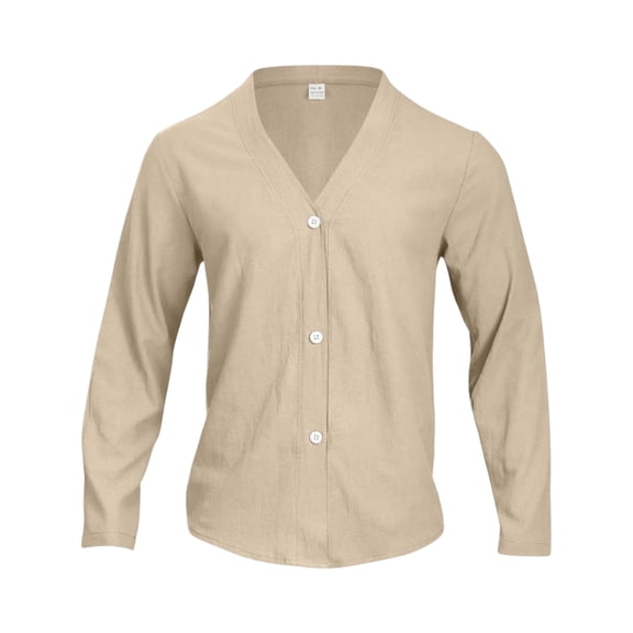 LWavelet Men's Lightweight Cardigan - Soft Knit Design, Ultimate Choice for Layering & At-Home Relaxation Khaki M
