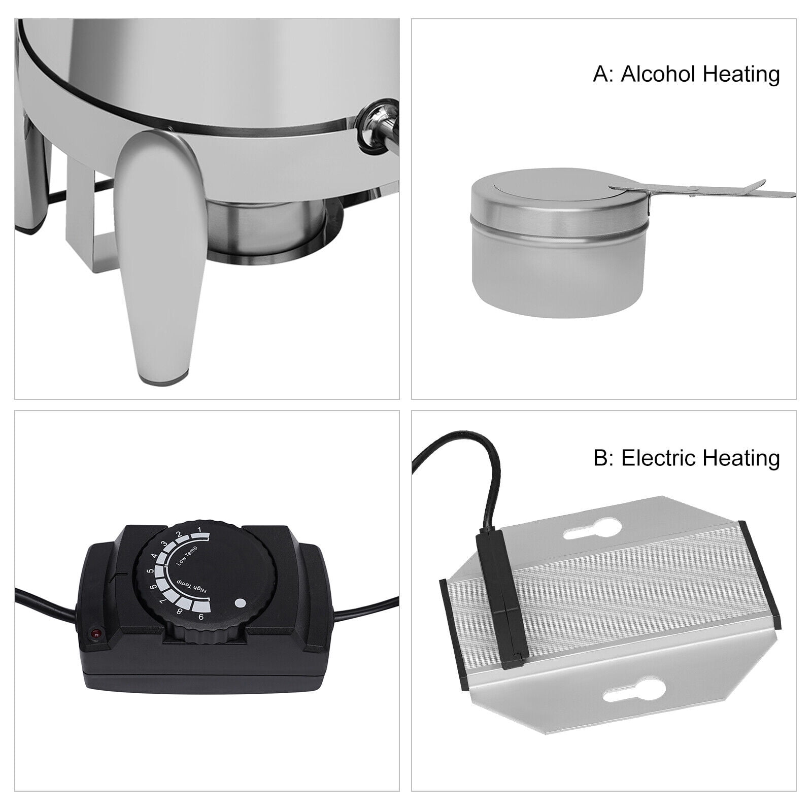 3.2 Gal Hot & Cold Beverage Dispenser, Stainless Steel, Electric & Alcohol Lamp Heating, Ice Refrigeration, Ideal for Parties, Cafes, and Restaurants