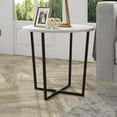 thumbnail image 3 of Evelyn&Zoe Pivetta 22" Wide Round Side Table with Faux Marble Top, Blackened Bronze, 3 of 6