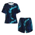 thumbnail image 4 of Lsque Blue Marble And Gold Women's Short-Sleeved Pajama Set - 2 Piece Soft and Lightweight Sleepwear Set-XX-Large, 4 of 9