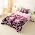 thumbnail image 2 of Erosebridal Kawaii Ribbon Bow Twin Comforter Sets 3-Piece For Girls,Leopard Print Glitter Print Bedding Set For Teens,Pink Reversible, 2 of 6
