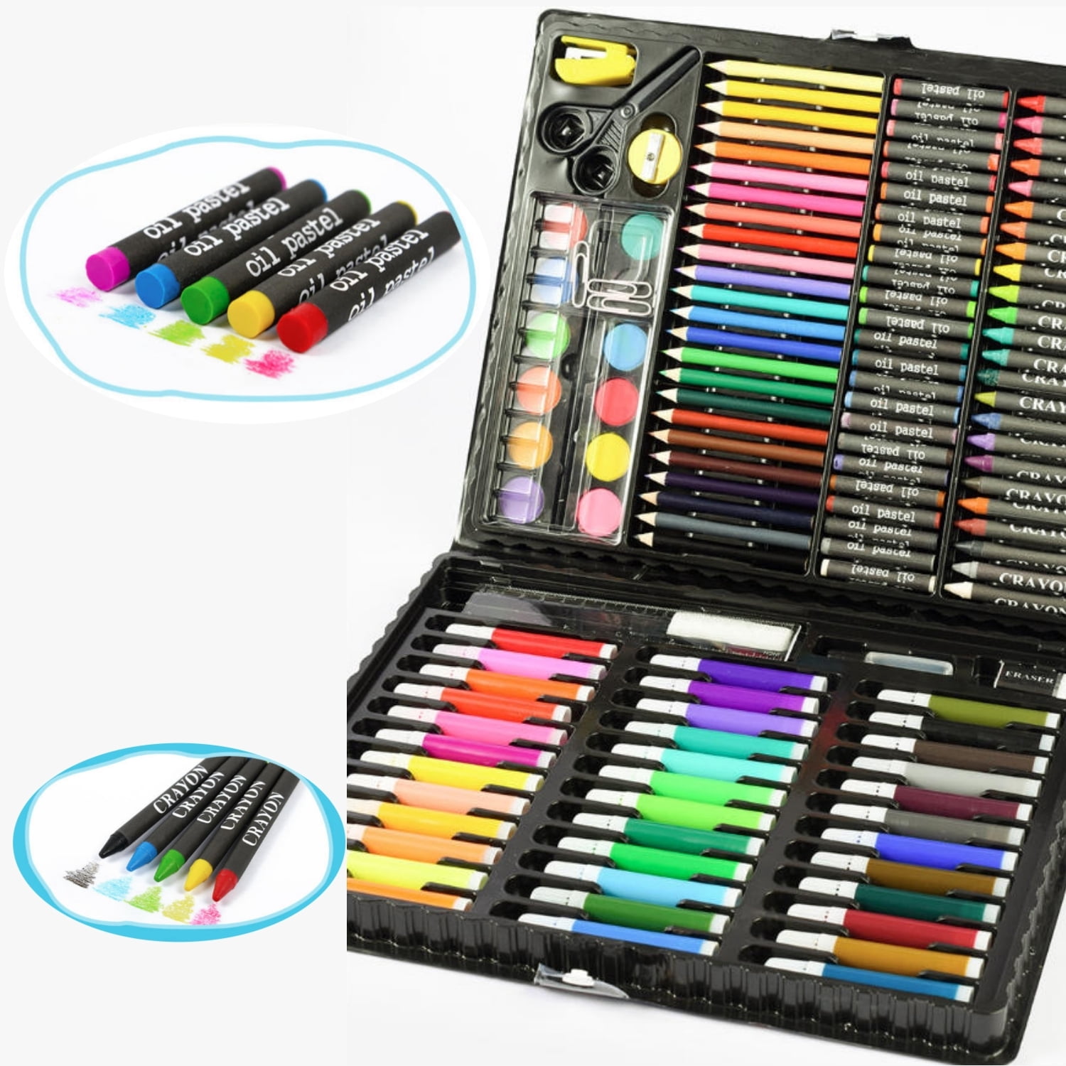 Topboutique Art Set for Kids,Portable Art Supplies Drawing Set,150 Piece Painting & Drawing Supplies Kit,with Markers/Watercolor Cakes/Color Pencils and so on,Ideal Gift for Christmas New Year