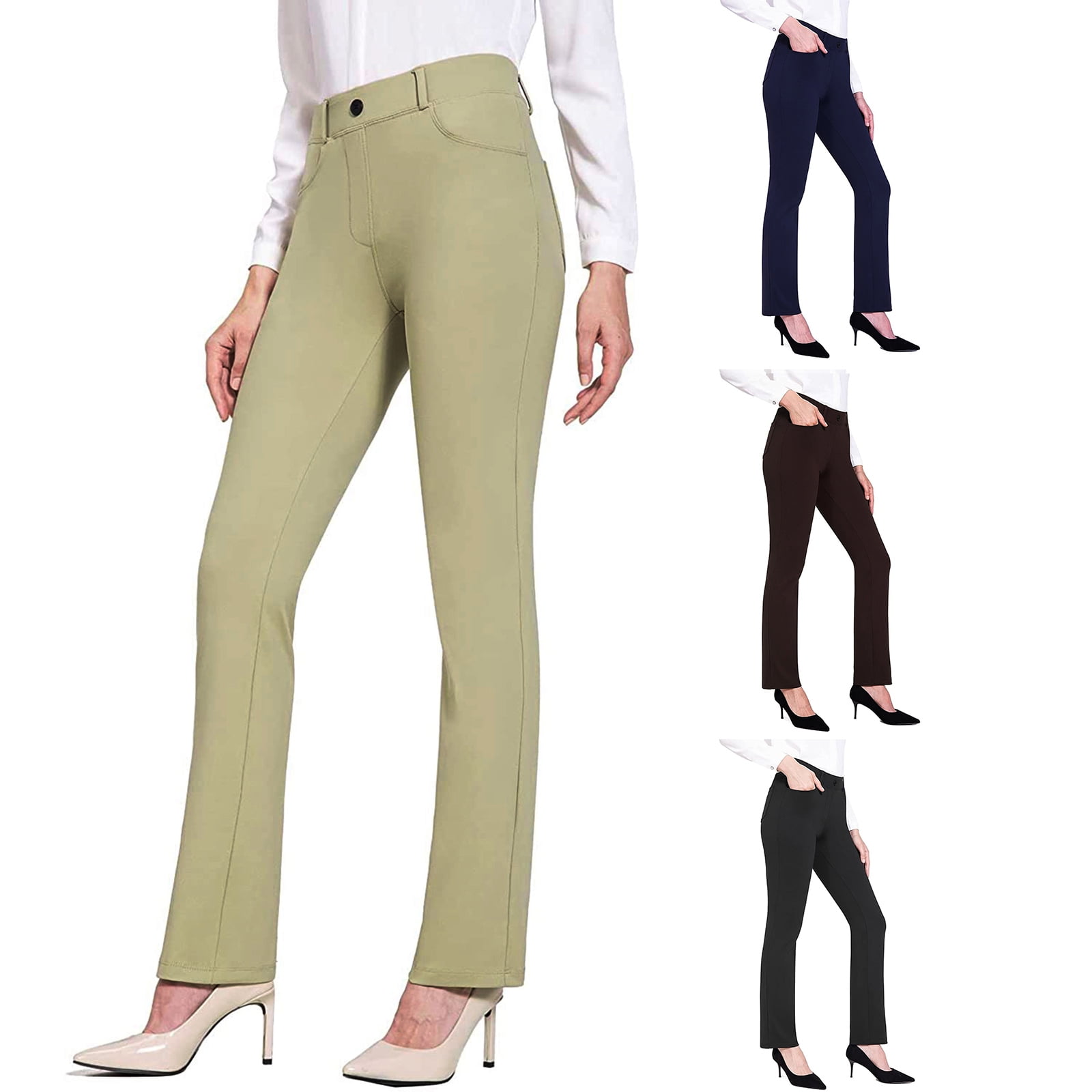 Sunisery Yoga Pants for Women Stretchy Work Business Slacks Dress Pants  Casual Straight Leg Trousers with Pockets