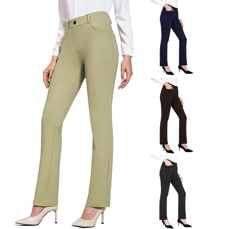 YiLvUst Bootcut Yoga Dress Pants for Women's Stretchy Work Slacks Business  Straight Leg Trousers with Pockets