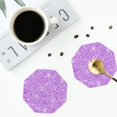 thumbnail image 5 of Honeii Lilac Glittering Print Leather Coaster Set of 6, Ideal for Safeguarding Your Furniture from Drinks Spills and Effortless Cleanup,Octagon, 5 of 7