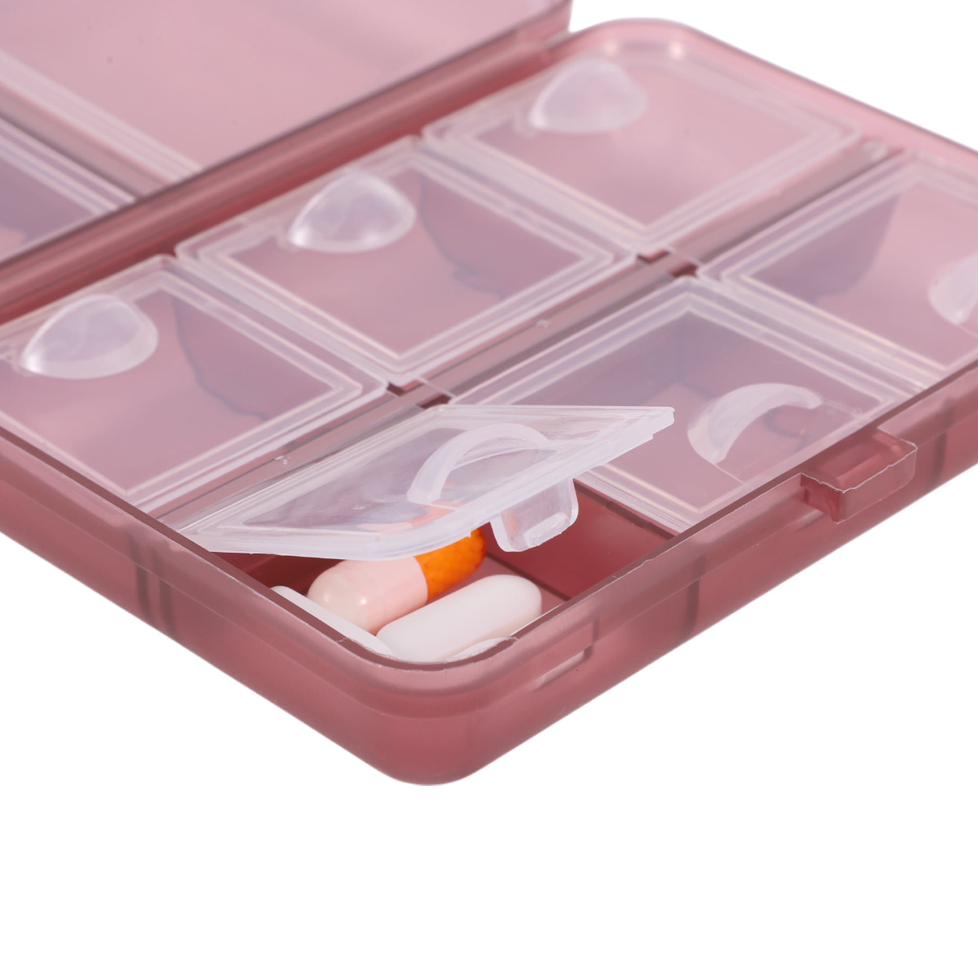 Unique Bargains 9 Grids Double Layer Pill Case for Travel 1 Pc Clear Cameo