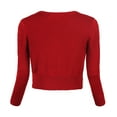 thumbnail image 3 of Urban CoCo Women's 3/4 Sleeve V-Neck Cropped Cardigan (Red, L), 3 of 6