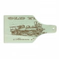 thumbnail image 1 of Steam Engine Cutting Board, Old Times Train Vintage Hand Drawn Iron Industrial Era Locomotive, Decorative Tempered Glass Cutting and Serving Board, Wine Bottle Shape, Ivory Pale Caramel, by Ambesonne, 1 of 1