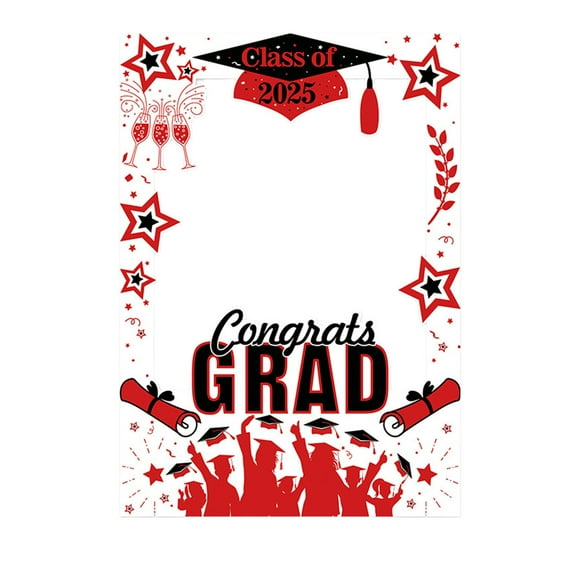 Red Bold Accent Graduation Photo Frame 2025 Cardboard Party Decor For Ceremony Celebrations #33991