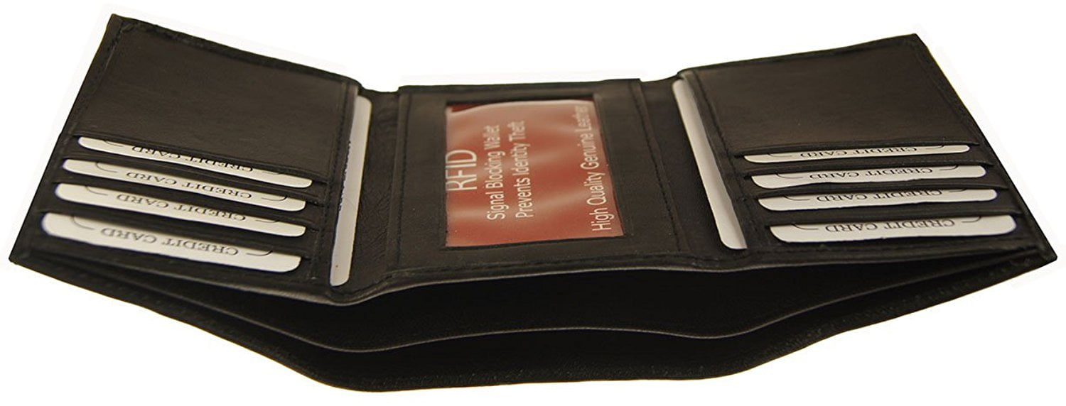 RFID Improving Lifestyles Mens Leather Wallet Trifold Black