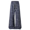 thumbnail image 4 of Mens Casual Pants Spring Summer Print Loose Fit Wide Leg Sweatpants Drawstring Elastic Waist Straight Casual Trousers Outdoor Athletic Casual Outfits, 4 of 9