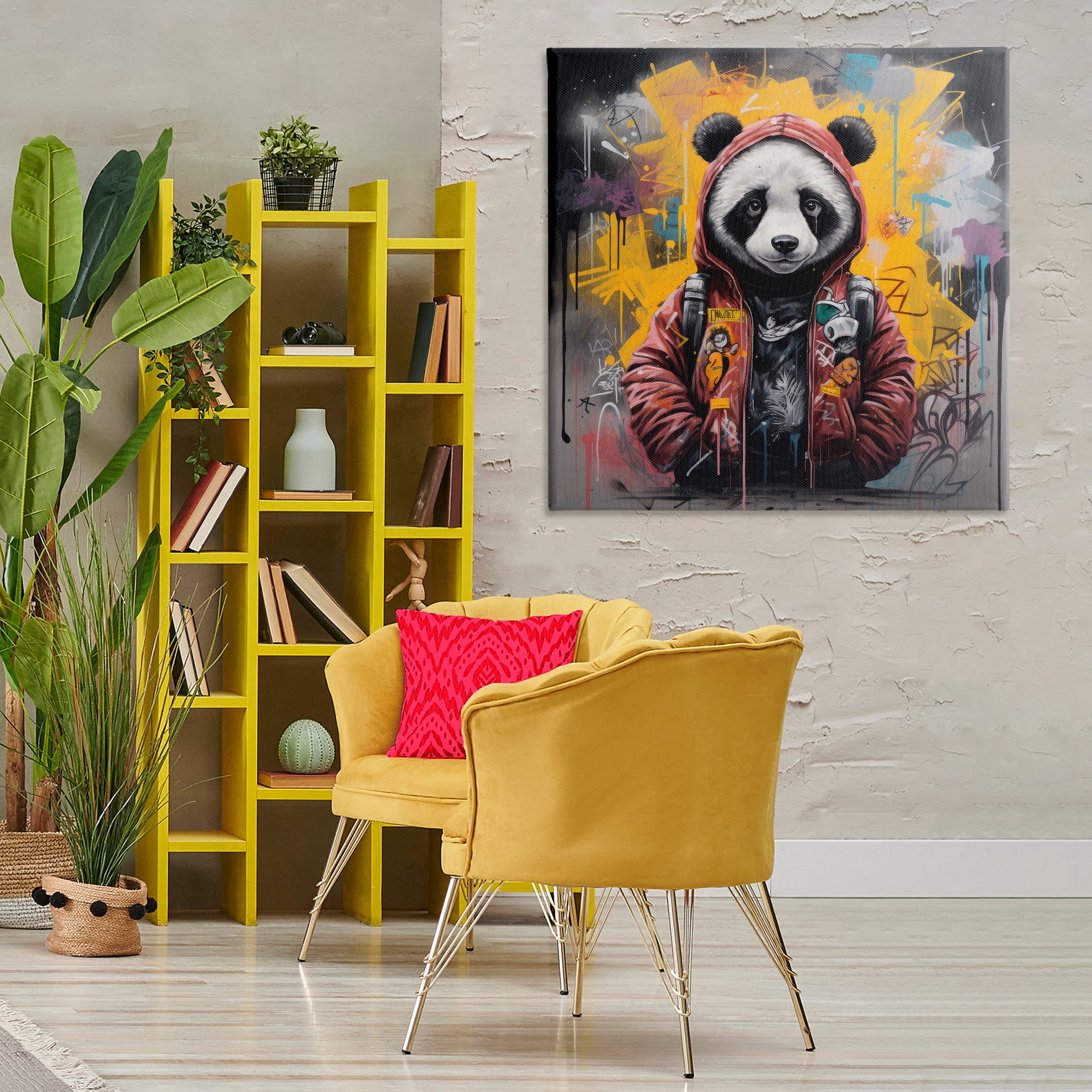 Stupell Industries Urban Graffiti Panda Bear Animals & Insects Painting Gallery Wrapped Canvas Art Print Wall Art, 36 x 36