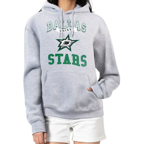 Women's G-III 4Her by Carl Banks Heather Gray Dallas Stars Team Logo Tri-Blend Fleece Pullover Hoodie