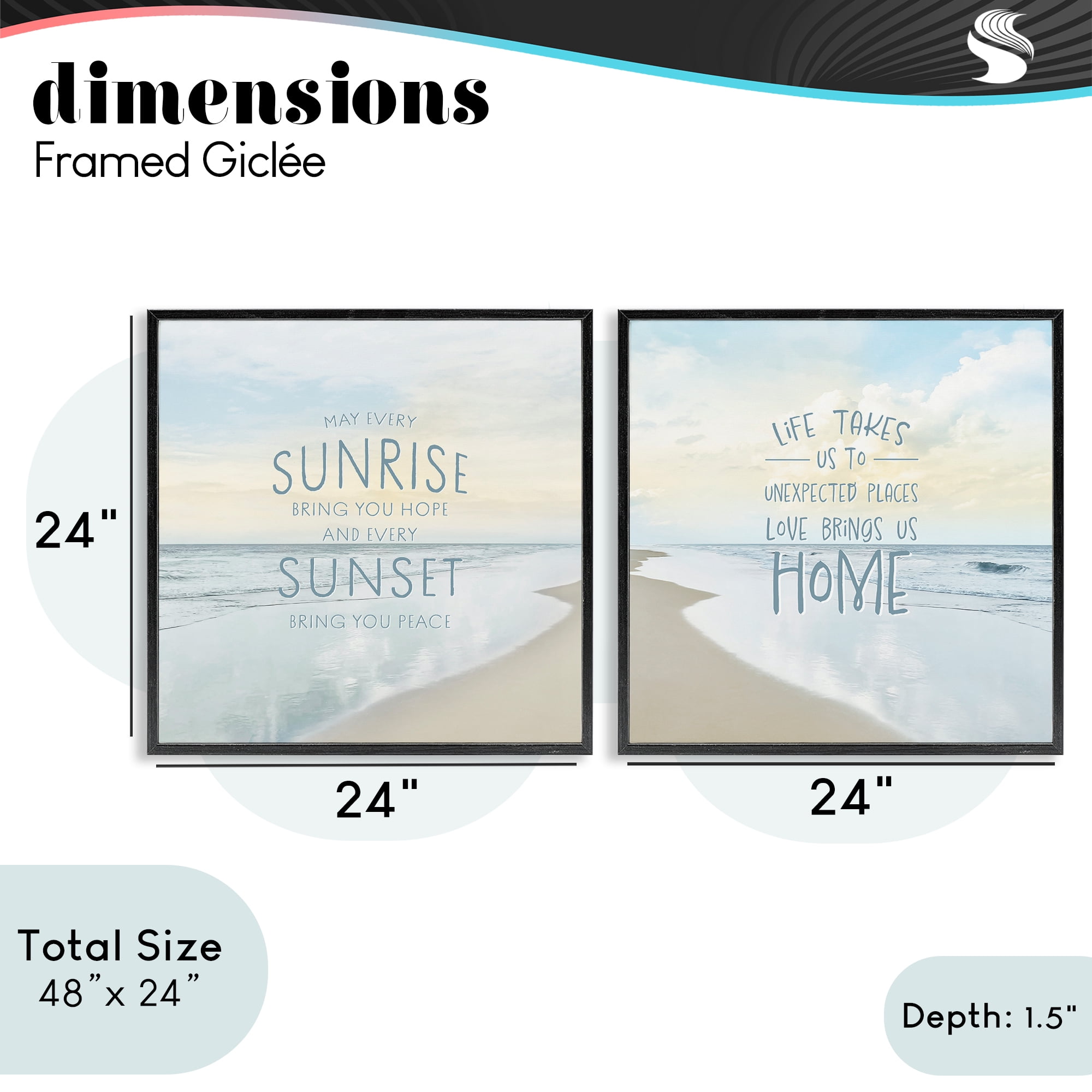 Stupell Industries Beautiful Beach Inspirations 2 Piece Black Framed Giclee Art Set, design by Natalie Carpentieri
