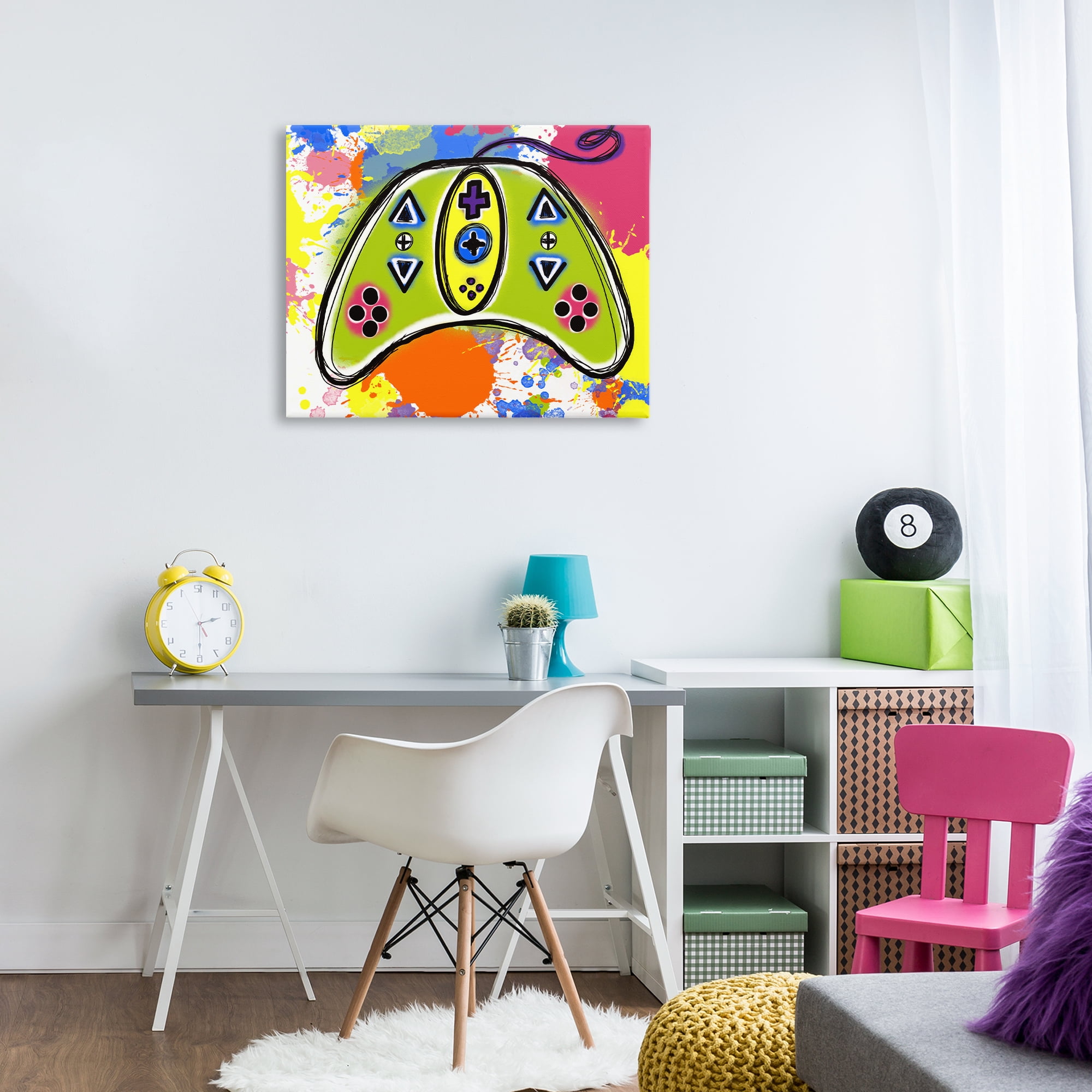 Stupell Industries Modern Pop Controller Novelty Painting Gallery Wrapped Canvas Art Print Wall Art, 30 x 24