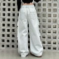 thumbnail image 6 of Otqutp Girl's Elastic High Waist Cargo Pants Y2k Wide Leg Sweatpants Loose Baggy Pants Teen Girl School Trendy Plus Size Clothes, 6 of 7