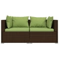 thumbnail image 2 of vidaXL 3 Piece Garden Lounge Set with Cushions Brown Poly Rattan, 2 of 4