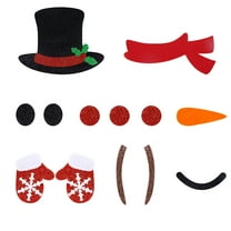 Christmas Door Stickers Decorations, Winter Christmas Snowman Wall Stickers Cover Removable Felt Cloth Snowman Santa Claus Elk Window Stickers Clings for Christmas Home Decorations