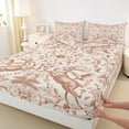 thumbnail image 3 of Homewish Floral Safari Deer Rabbit 3pcs Twin Sheet Sets for Female Men,Jungle Animal Twin Fitted Sheet,Exotic Style Breathable Flat Sheet,Super Cozy Room Decor, 3 of 7