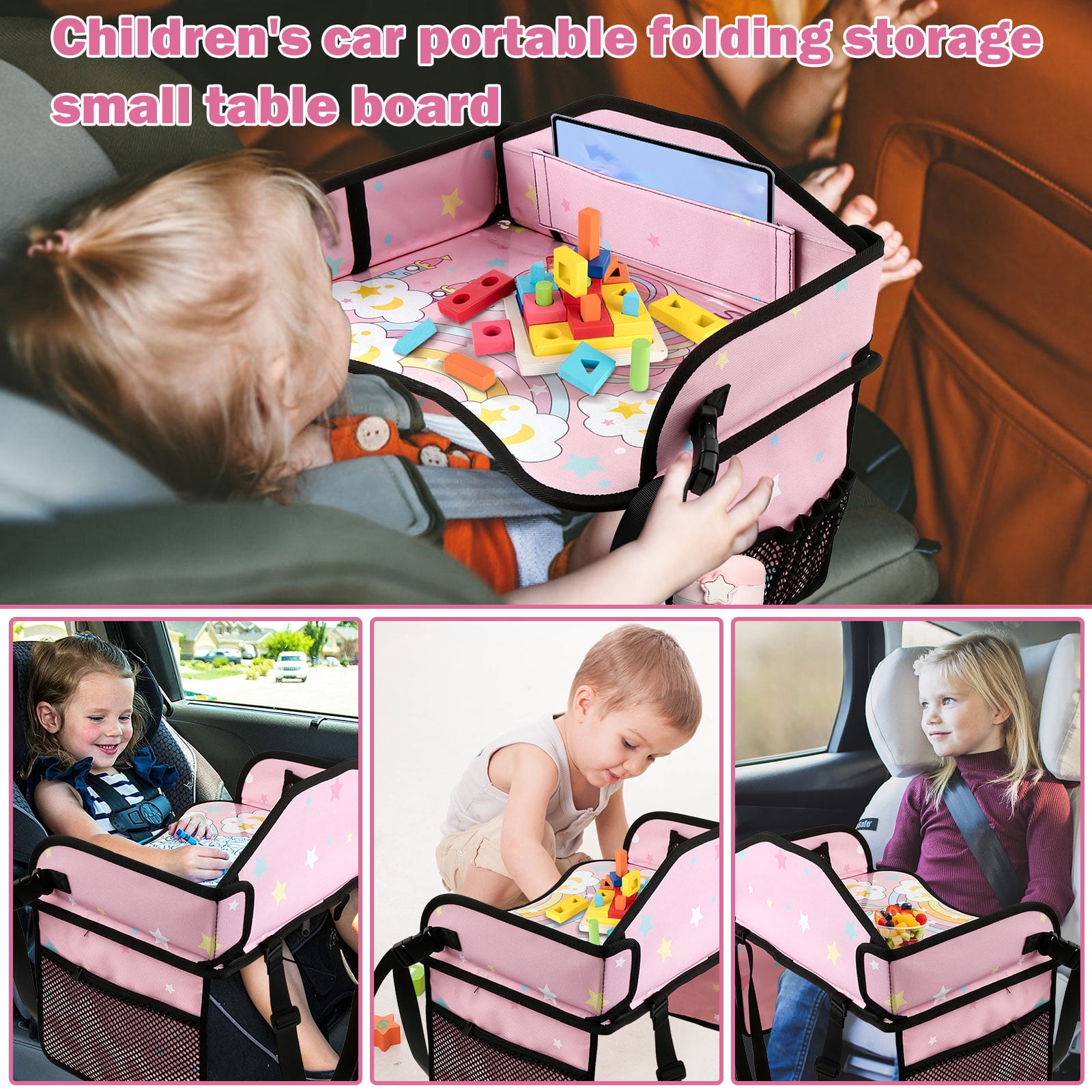 LINFANG Enduring Car Seat Tray Portable Kid Travel Table Multifunctional Car Seat Tray Table for Children Road Trip Activity Kid Travel