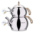 thumbnail image 6 of Korkmaz Hanedan Gold Turkish Teapot Set for Stovetop, 18/10 Stainless-steel Double Tea Maker with Ergonomic Gold Handles, 3.3 qt, 6 of 6