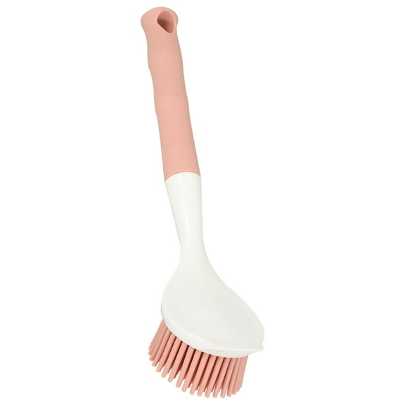 Niceauty Ergonomic Handle Kitchen Dish Brush Silicone Pot Scrubber for Home Use Pink