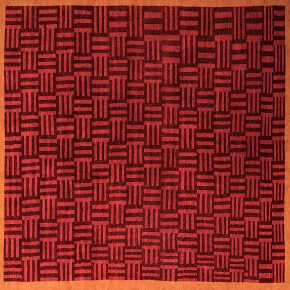 Ahgly Company Indoor Square Abstract Orange Modern Area Rugs, 3' Square