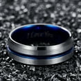 thumbnail image 5 of NUNCAD Tungsten Ring for Men Women 8mm Blue Channel/Steel Color Frosted Tungsten Carbide Ring, 5 of 5