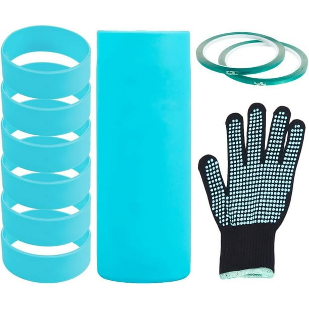 Bandas de silicona para vasos de sublimación, guantes resistentes al calor, cinta de transferencia, kit de funda de silicona, envolturas retráctiles para horno para vasos delgados de 20 oz.