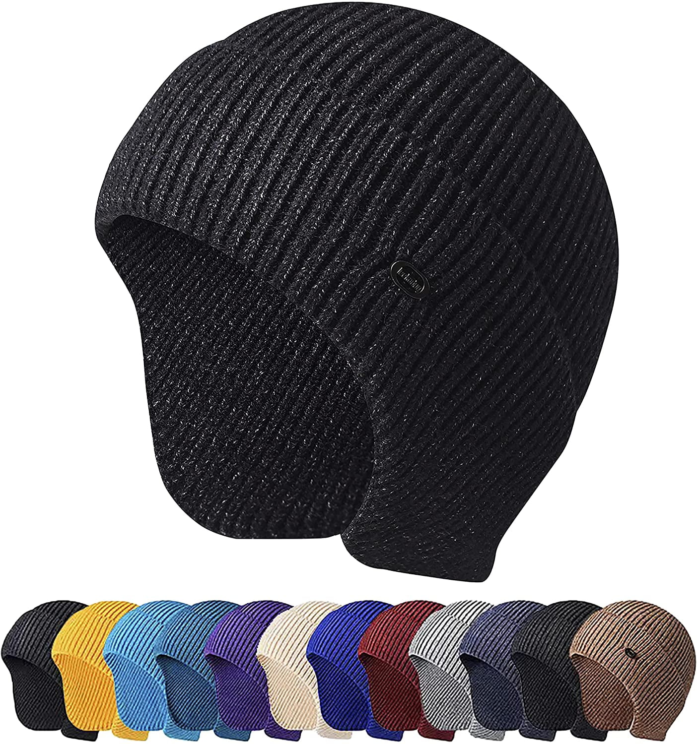 ZOELNIC Mens Slouchy Beanie Hats Foldable Knit Skull Caps with Ear