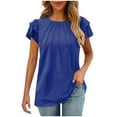 thumbnail image 2 of Heisall Women's Casual Loose Fit Crew Neck Pleated Ruffle Sleeve Tunic Tops Lightweight Breathable Soft Summer Tops, 2 of 8