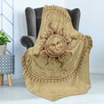 thumbnail image 4 of Vintage Soft Flannel Fleece Throw Blanket, Roman Style Face in Circle Like Radiating Sun Antique Image Artwork, Cozy Plush for Indoor and Outdoor Use, 60" x 80", Pale Brown, by Ambesonne, 4 of 5