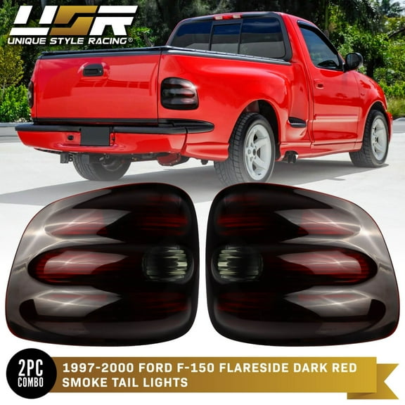 RED SMOKE Rear Tail Lights Lamps L R Set For 97-00 Ford F150 Flareside Pickup