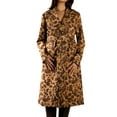 thumbnail image 3 of Jess by Meiko Women's Coats Faux Suede Leopard Print Belted Trench Coat XL Brown, 3 of 7