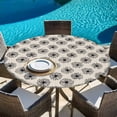 thumbnail image 6 of Black Beige Dandelion Round Tablecloth, Fitted Table Cover with Elastic for 55"-60" Round Tables, Farmhouse Botanical Blossom Table Cloth Outdoor Indoor Dinning Party Waterproof Tablecloths, 6 of 7