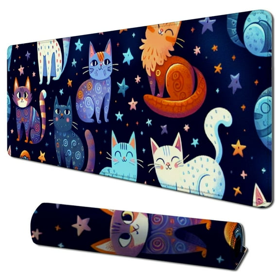 nygtbtfer Cute Large Mouse Pad for Desk, Cat and XL Gaming Mouse Pad, Long Keyboard Mat for Women Office Gift, Extended Big Desk Pad for Keyboard and Mouse, 31.5x11.8 in