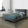 thumbnail image 3 of Mid-Century Modern (Queen) Charlie Gray Velvet Bed Frame, 3 of 4